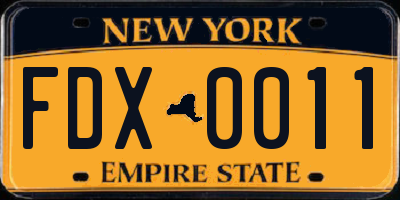 NY license plate FDX0011