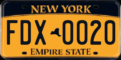 NY license plate FDX0020