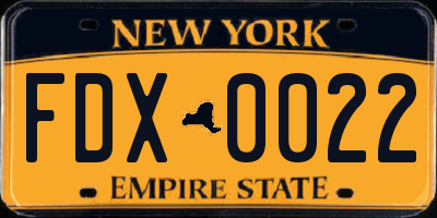 NY license plate FDX0022