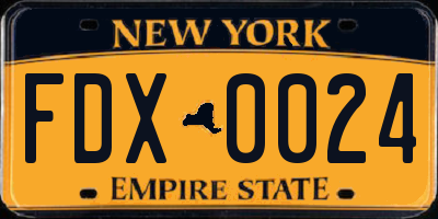 NY license plate FDX0024