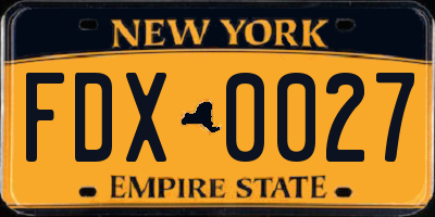 NY license plate FDX0027