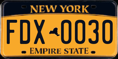 NY license plate FDX0030