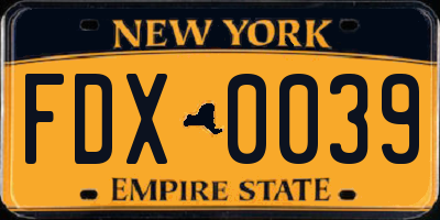 NY license plate FDX0039