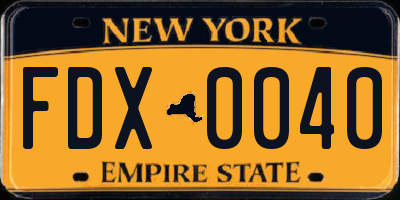 NY license plate FDX0040