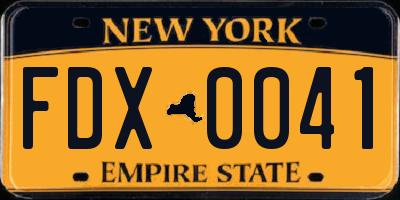 NY license plate FDX0041