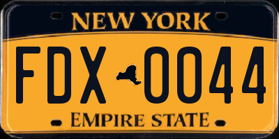 NY license plate FDX0044