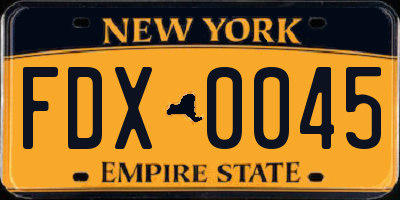 NY license plate FDX0045