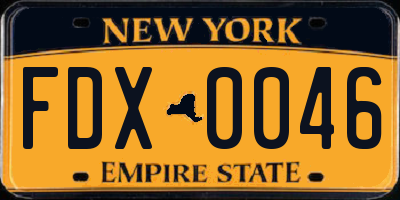 NY license plate FDX0046