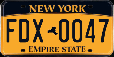 NY license plate FDX0047