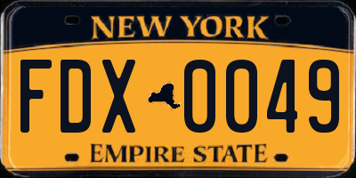NY license plate FDX0049