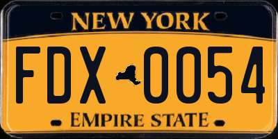NY license plate FDX0054