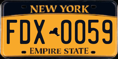 NY license plate FDX0059