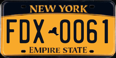 NY license plate FDX0061
