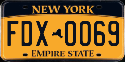 NY license plate FDX0069