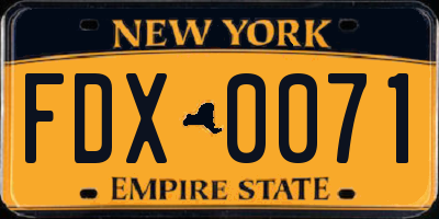 NY license plate FDX0071