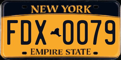 NY license plate FDX0079