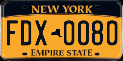 NY license plate FDX0080