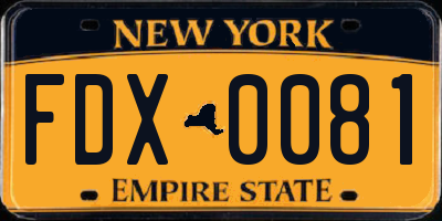 NY license plate FDX0081