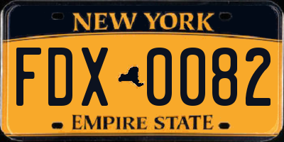 NY license plate FDX0082