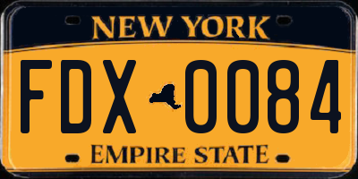 NY license plate FDX0084