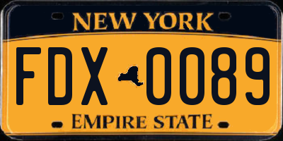 NY license plate FDX0089