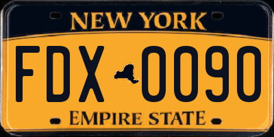 NY license plate FDX0090