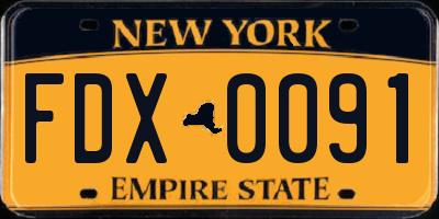 NY license plate FDX0091