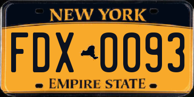 NY license plate FDX0093