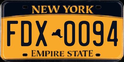 NY license plate FDX0094