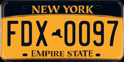 NY license plate FDX0097