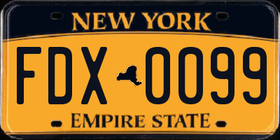 NY license plate FDX0099
