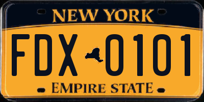 NY license plate FDX0101