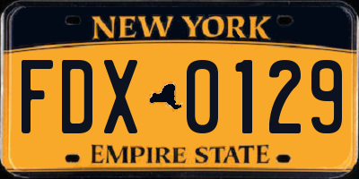 NY license plate FDX0129
