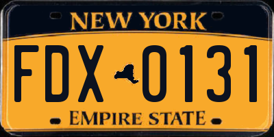 NY license plate FDX0131
