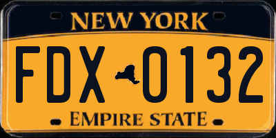 NY license plate FDX0132