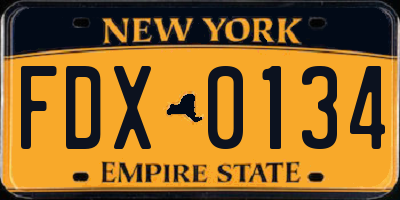 NY license plate FDX0134
