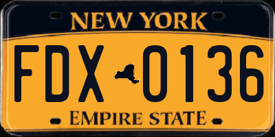 NY license plate FDX0136