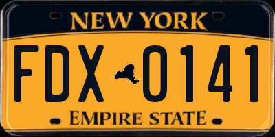 NY license plate FDX0141