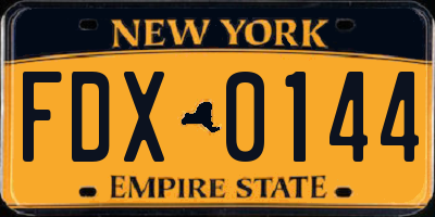 NY license plate FDX0144