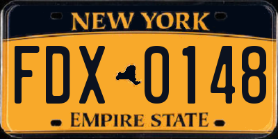 NY license plate FDX0148