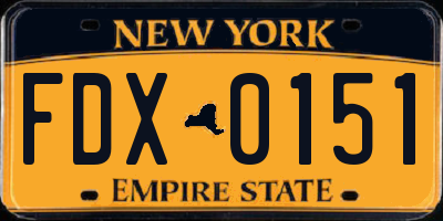 NY license plate FDX0151