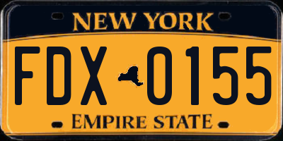 NY license plate FDX0155