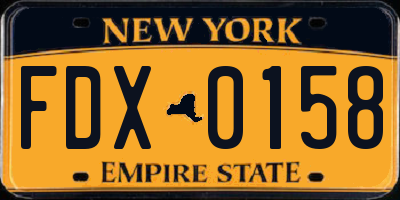 NY license plate FDX0158