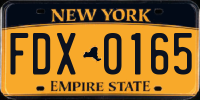 NY license plate FDX0165