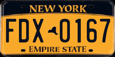 NY license plate FDX0167