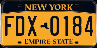 NY license plate FDX0184