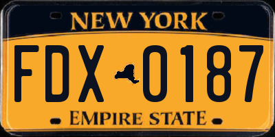 NY license plate FDX0187