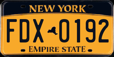 NY license plate FDX0192