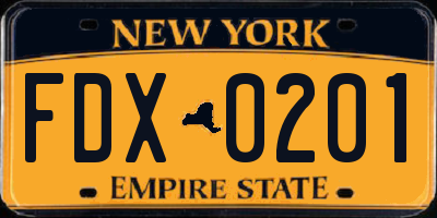 NY license plate FDX0201