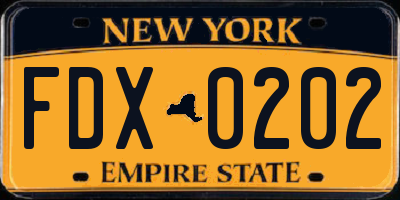 NY license plate FDX0202